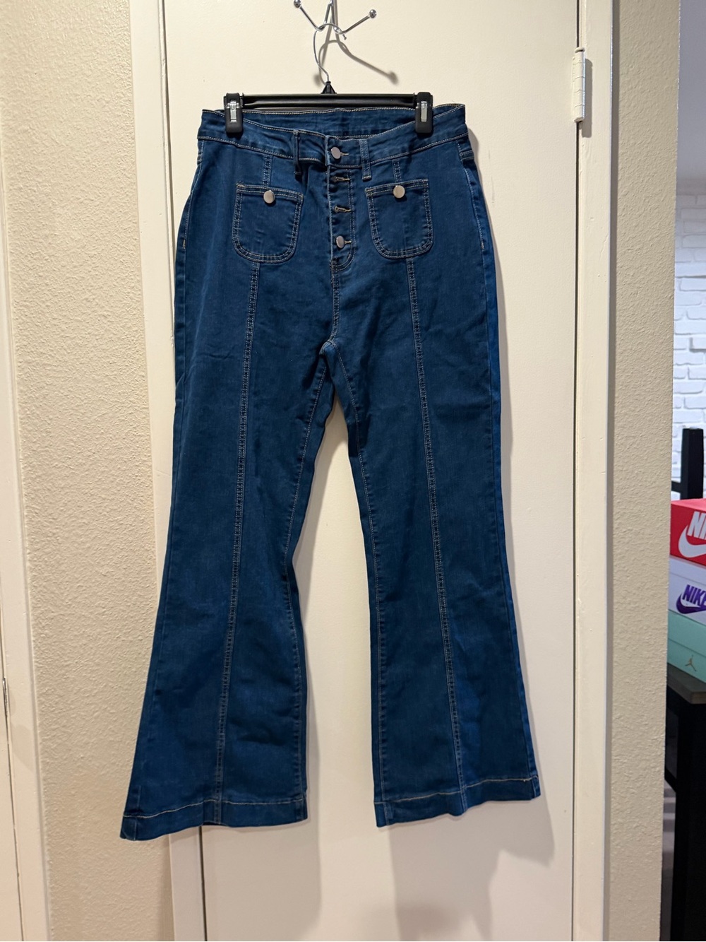 High-Rise Dark Blue Flared Women’s Jeans